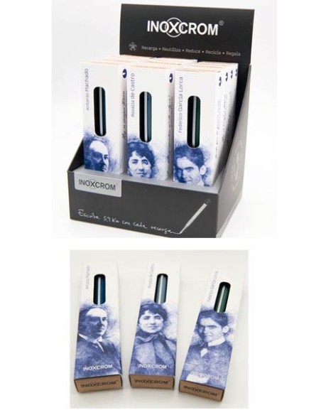 Exp 12 boligrafo books escritores inoxcrom punto libro a juego