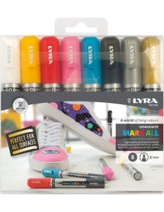 Estuche 8 rotuladores lyra graduate mark all 2mm colores surtidos