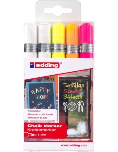 ESTUCHE 5 ROTULADOR EDDING 4095 MARCADOR TIZA COL SURTIDOS
