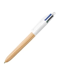 C 12 BOLIGRAFOS BIC 4 COLORES WOOD STYLE 1MM