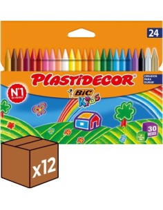 Pack 12u Estuche 24 ceras Plastidecor