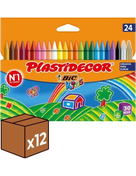 Pack 12u Estuche 24 ceras Plastidecor