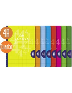 LIBRETA A5 50H 70G CUADROVIA 4MM COLORES SURTIDOS