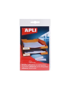 PACK 12 BOLSILLOS ETIQ. APLI ADH. TRANSP. 25X75MM