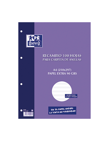 OXF REC 100H A4 90G PT3.5C/M 121051994 Pack 25 Unidades