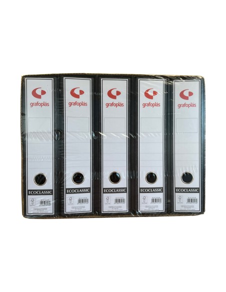 Pack 5 archivador de palanca a4 carton entrecolado sin rado con caja