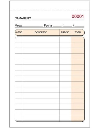 Paq 10 talonario de camarero 9x14cm duplicado autocopiante T140N numerado