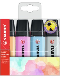  ESTUCHE 4 MARCADORES FLUORESCENTES STABILO BOSS PASTEL SURT 