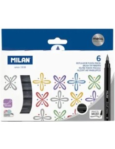 ESTUCHE 6 ROTULADORES PUNTA PINCEL COLORES METALIZADOS