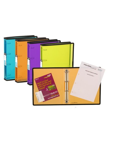 Caja 10 carpeta a4 4 anillas 25mm polipropileno colores surtidos
