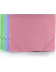 PAQ 12 CARPETAS GOMAS MAXI BLUSH PP COLORES SURTIDOS