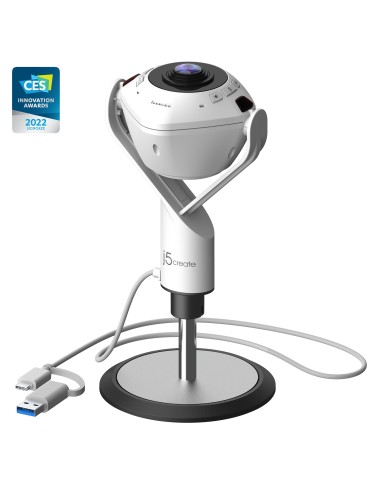 JVU368-N Cámara web con altavoz alimentado por IA de 360°