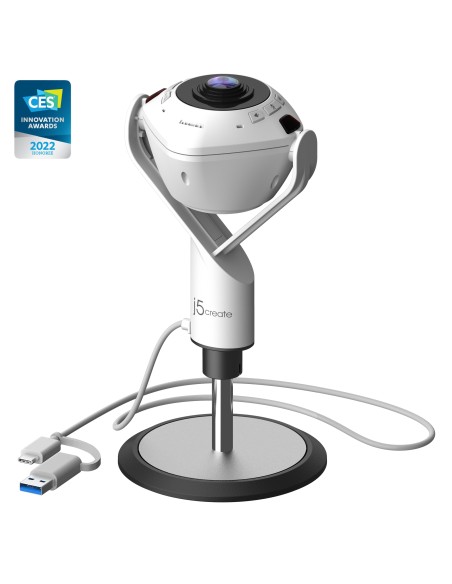 JVU368-N Cámara web con altavoz alimentado por IA de 360°