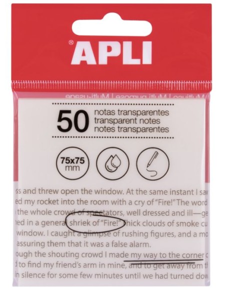 Bloc 50 notas adhesivas transparentes 75x75mm Bloc 50 notas adhesivas transparentes 75x75mm