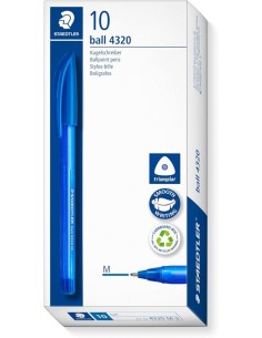 C 10 boligrafo triangular retractil staedtler ball 4320 punta M color azul