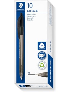 C 10 boligrafo triangular retractil staedtler ball 4230 punta M color negro