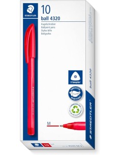 C 10 BOLIGRAFO TRIANGULAR STAEDTLER BALL 4320 PUNTA M ROJO