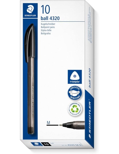 C 10 BOLIGRAFO TRIANGULAR STAEDTLER BALL 4320 PUNTA M NEGRO