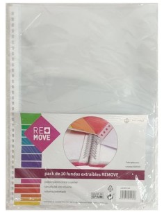 Pack 10 fundas extraibles remove a4 polipropileno cristal