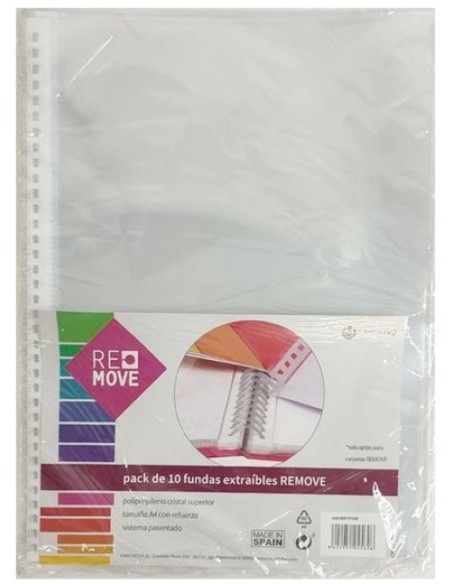 Pack 10 fundas extraibles remove a4 polipropileno cristal