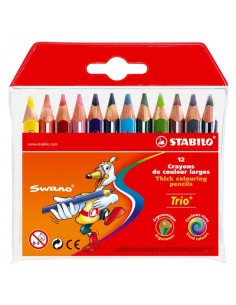  Estuche 12 lapices de colores stabilo trio grueso corto 