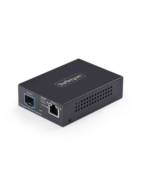 Conversor de Medios de Fibra Óptica Multigigabit 10GbE con SFP+ Abierto - Cobre a SFP+ 10GBASE-X - 10G/5G/2,5G/1G/100M - Monomod