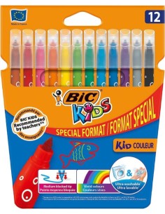 ESTUCHE 12 ROTULADORES KID COULEUR PUNTA MEDIA BIC