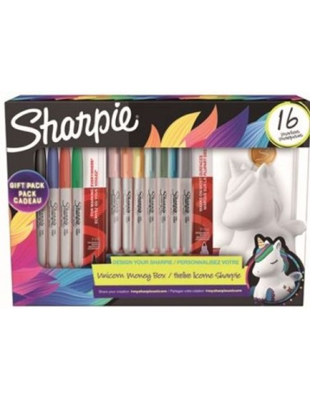Pack regalo rotuladores sharpie decora tu hucha unicornio