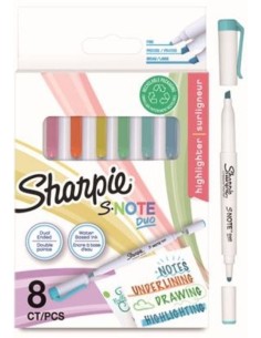Estuche 8 marcadores creativos sharpie s note duo colores pastel