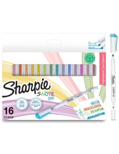 Estuche 12 marcadores creativos sharpie s note duo colores pastel