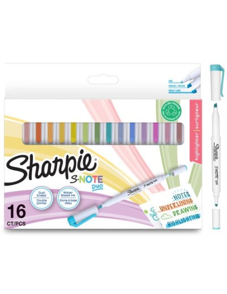 Estuche 12 marcadores creativos sharpie s note duo colores pastel
