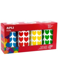 Paq 4 rollo gomets redondo autoadhesivos forma de corazones adhesivo permanete