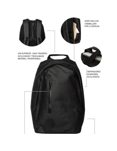 Mochila Antirrobo Impermeable para Portátil hasta 16 pulgadas The Rock con Puerto USB color Negro