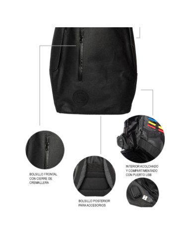 Mochila Antirrobo Impermeable para Portátil hasta 16 pulgadas The Rock con Puerto USB color Negro