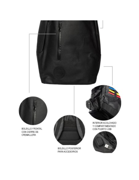Mochila Antirrobo Impermeable para Portátil hasta 16 pulgadas The Rock con Puerto USB color Negro