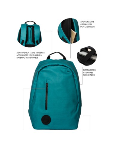 Mochila Antirrobo para Portátil hasta 16 pulgadas The Rock con Puerto USB color Azul