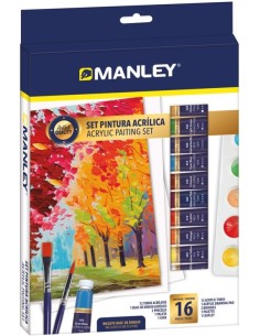 Set 16 piezas pintura acrilica manley