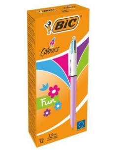 C 12 BOLIGRAFOS BIC 4 COLORES FUN PUNTA 1MM