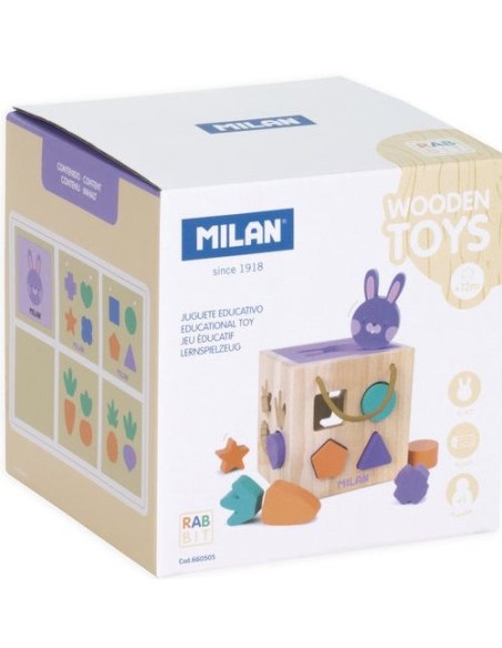 Juguete educativo de madera Cubo para encajar piezas rabbit 