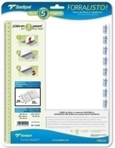 PAQ 5 FORRO LIBROS AJUSTABLE 29X52CM FORRALISTO PP