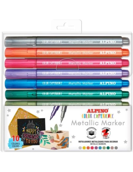 Estuche 10 rotuladores multisuperficies metalic marker