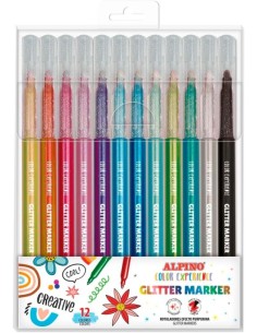 Estuche 12 rotuladores glitter marker colores surtidos