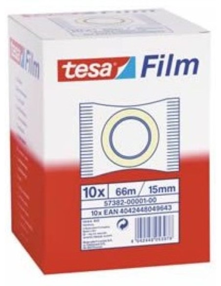 C 10 ROLLOS TESAFILM STANDARD 66MX15MM BOLSITA TESA