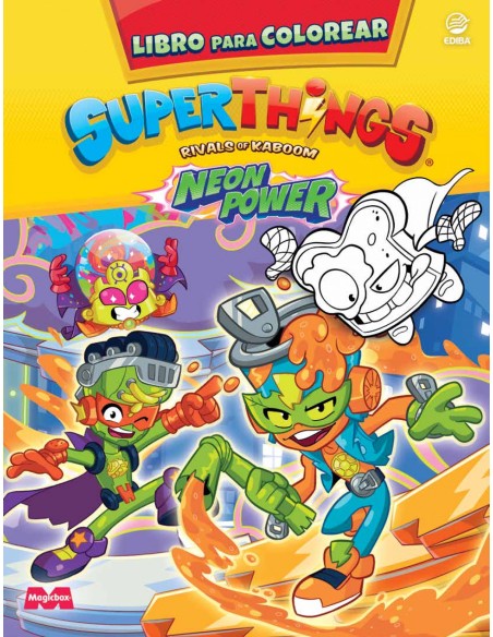 Libro para colorear Superthings Neon Power Espana