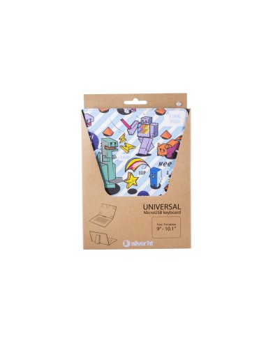 Funda Universal Estampada PIXEL GAMER + teclado MicroUSB (9 - 10,1")