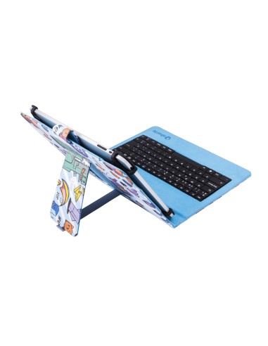 Funda Universal Estampada PIXEL GAMER + teclado MicroUSB (9 - 10,1")