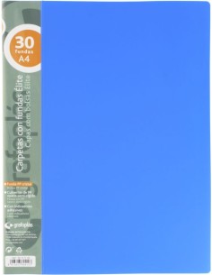 Carpeta 30 fundas elite a4 opaco color azul polipropileno