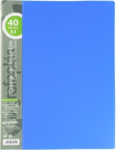 Carpeta 40 fundas elite a4 opaco color azul polipropileno
