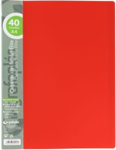 Carpeta 40 fundas elite a4 opaco color rojo polipropileno