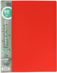 Carpeta 60 fundas elite a4 opaco color rojo polipropileno